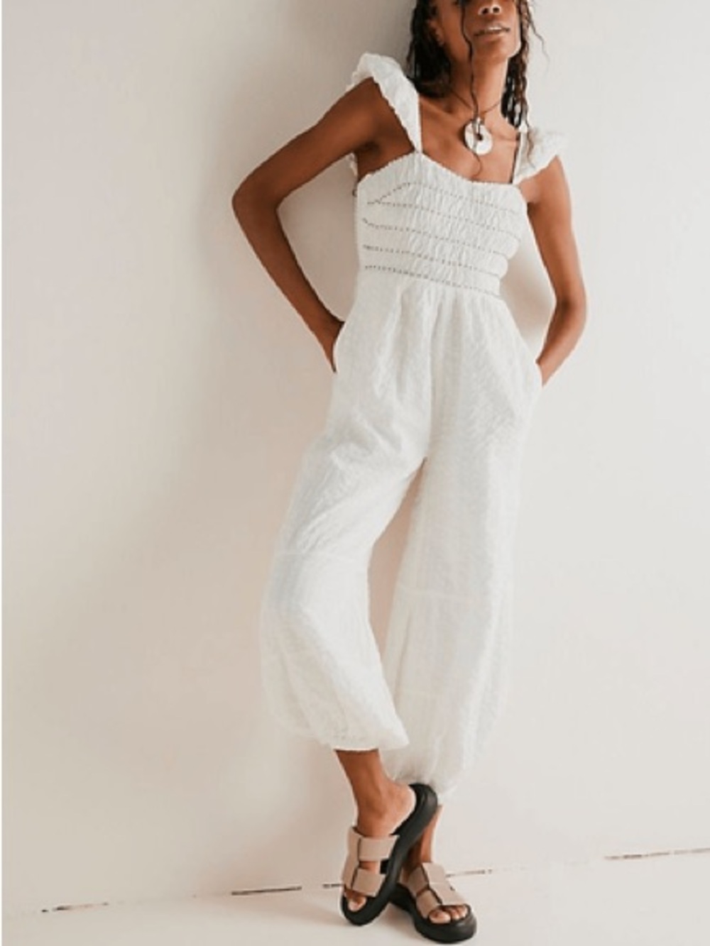 Free People Speakeasy Jumpsuit White Small